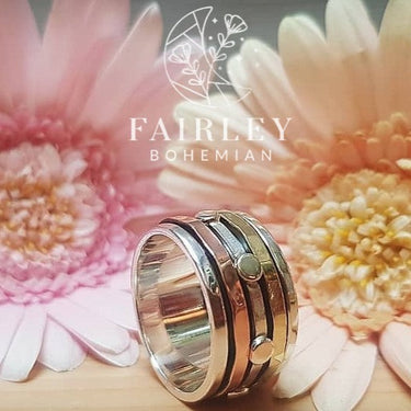 bohemian spinning ring solid silver spinner ring anxiety ring